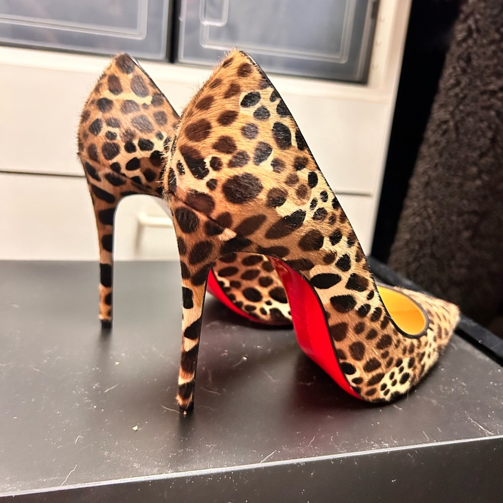 Christian Louboutin Leopard Print High Heel Pumps - Brown